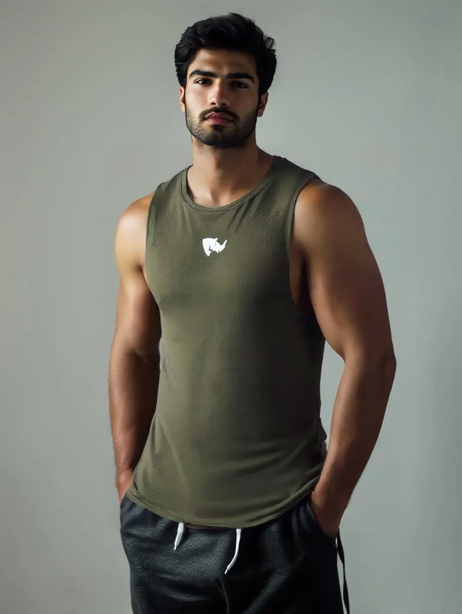 Moss Green Stone Wash Unisex Tank Top
