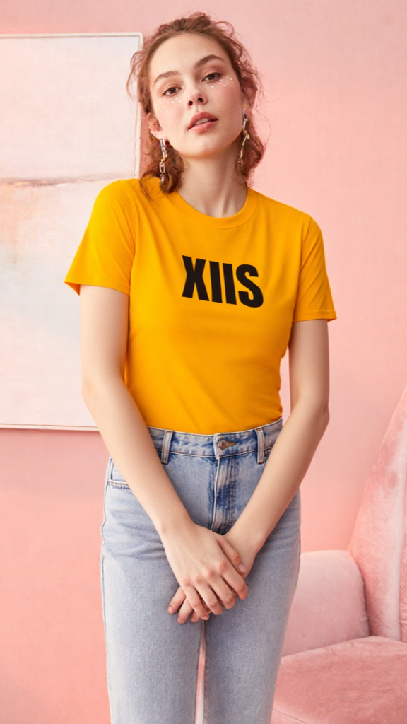 XIIS Unisex Yellow Cotton T-Shirt