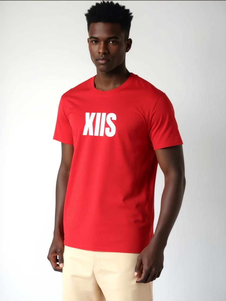 XIIS Unisex Red Cotton T-Shirt