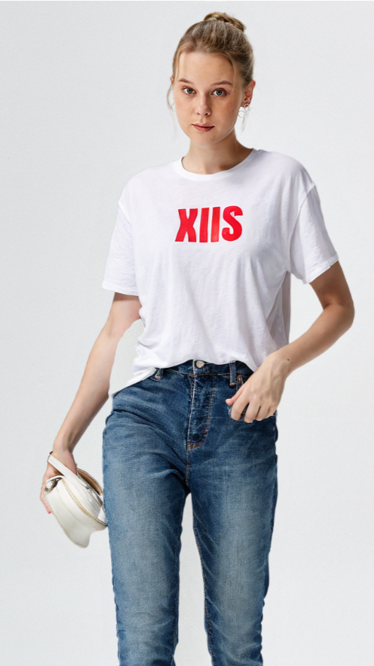 XIIS Unisex White Cotton T-Shirt