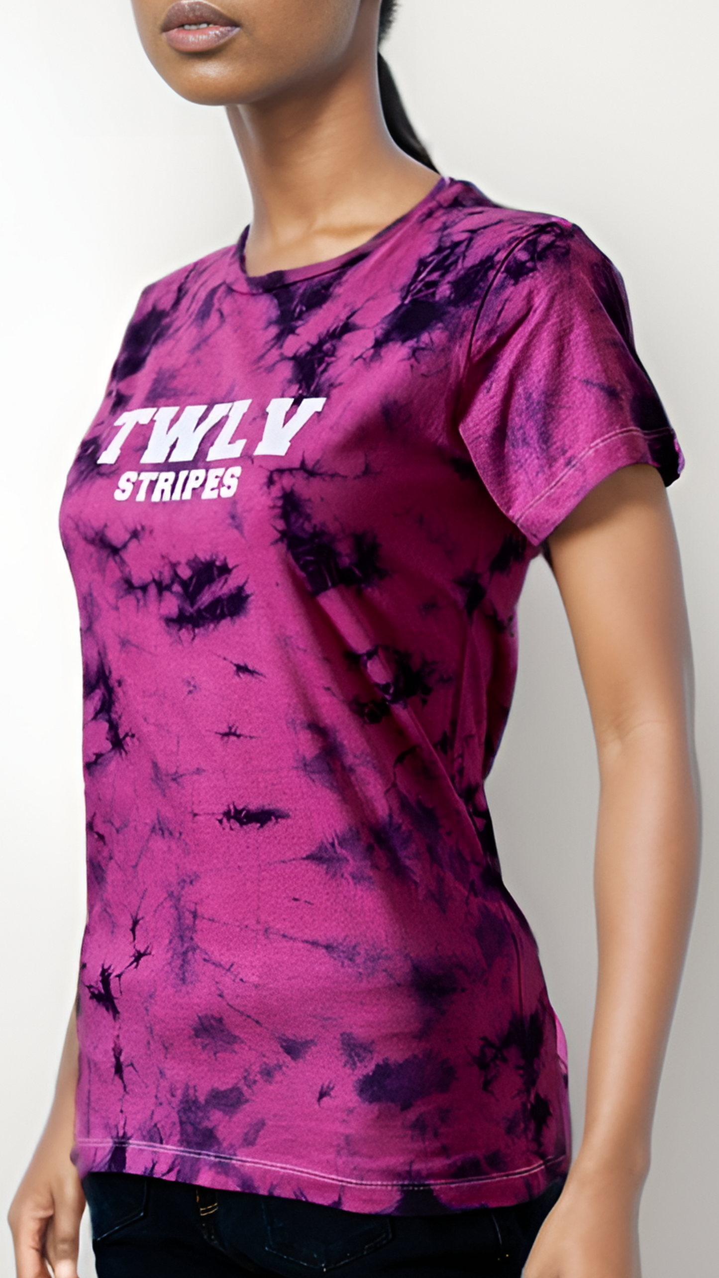 Black & Purple Tie Dye T Shirt for Ladies