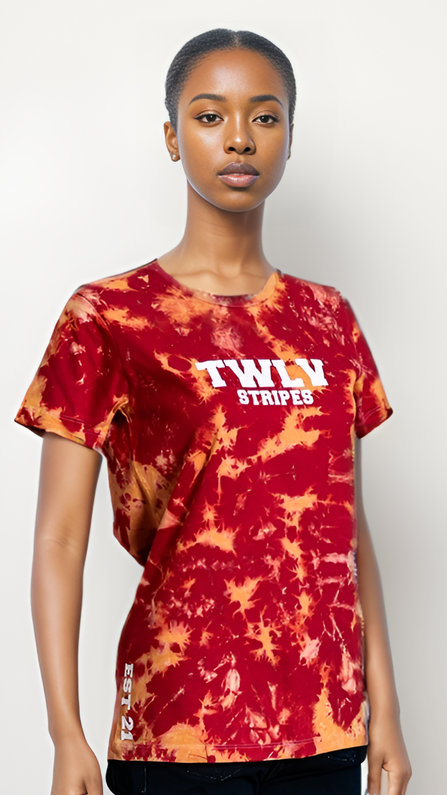 Red & Yellow Tie Dye T Shirt for Ladies