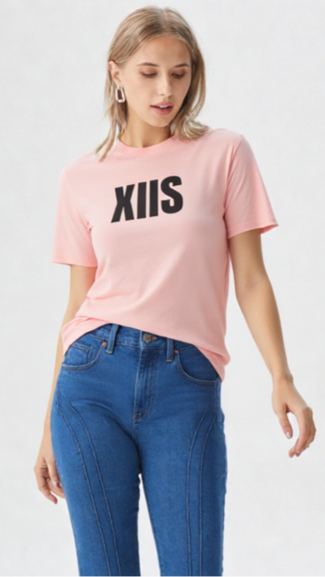 XIIS Unisex Pink Cotton T-Shirt