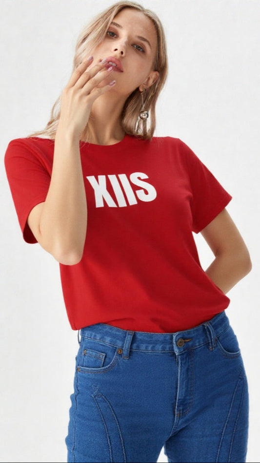 XIIS Unisex Red Cotton T-Shirt