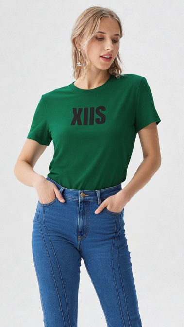 XIIS Unisex Dark Green Cotton T-Shirt